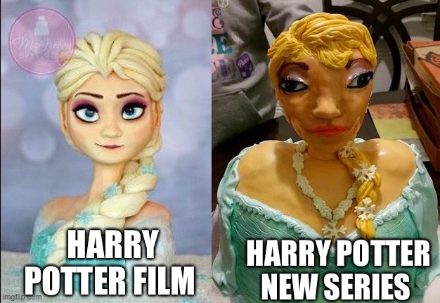 Harry potter new series flop | Harry potter new series; Harry potter film | image tagged in cakes expectation vs reality,flop,harry potter,film,fun | made w/ Imgflip meme maker