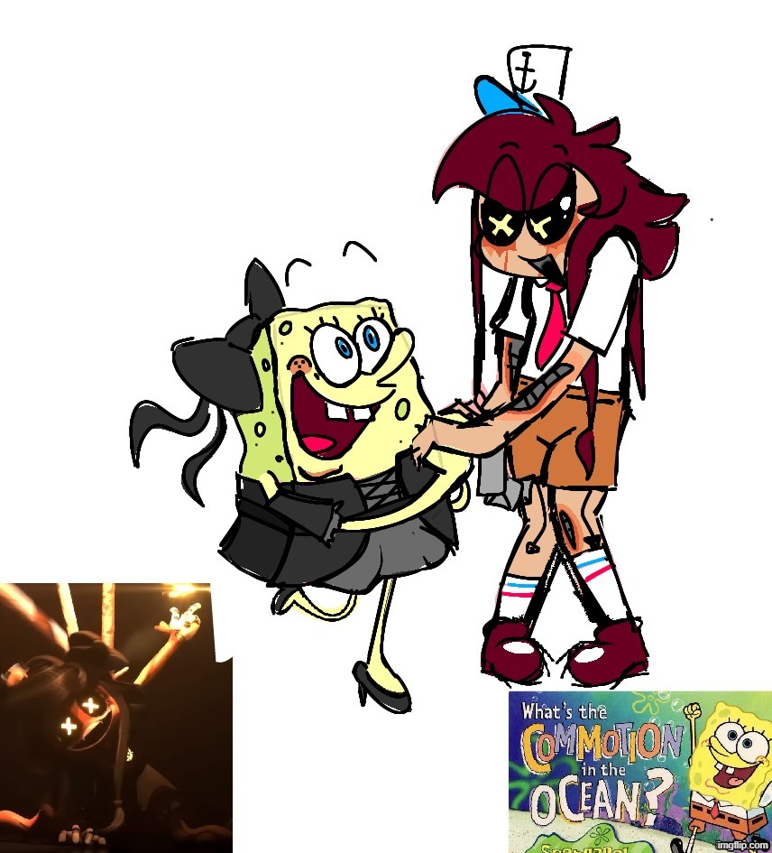 remembered i have art skills so uhh... spongebob and cyn? spongebob and cyn. | made w/ Imgflip meme maker