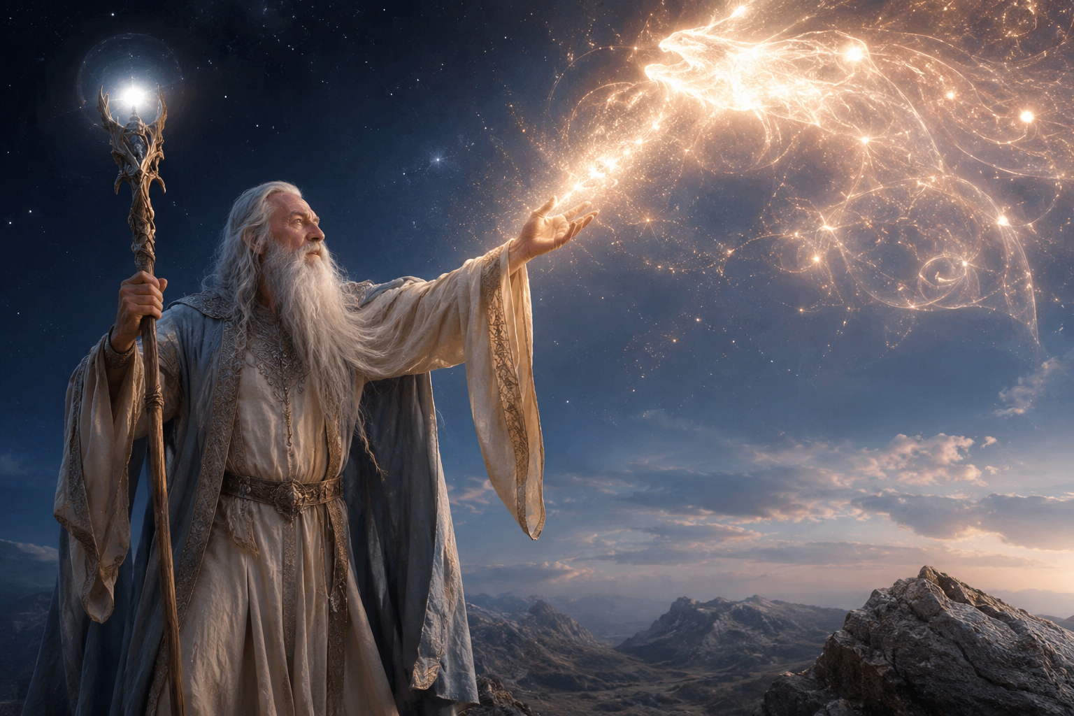a very nice and kind wizard casts a magnificent spell Blank Meme Template