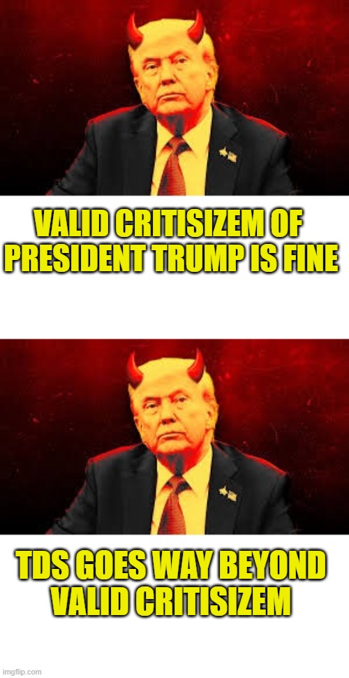 Trump is mortal | Valid critisizem of 
President Trump is fine; TDS goes way beyond
valid critisizem | image tagged in president trump | made w/ Imgflip meme maker