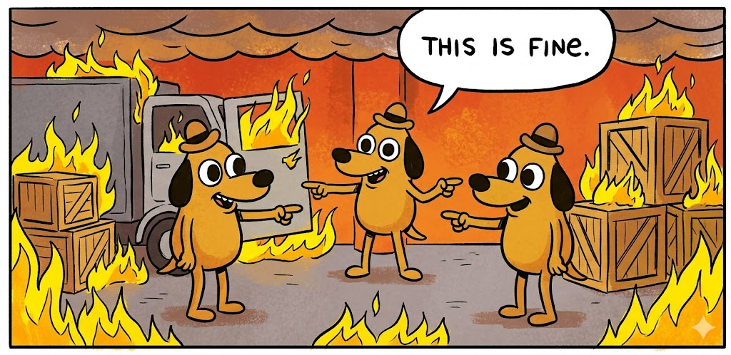 This is fine pointing Blank Meme Template