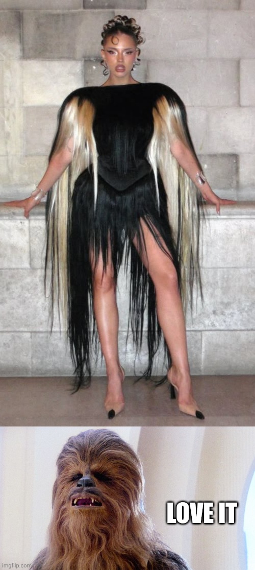 Bangaranga | Love it | image tagged in chewbacca,dara,eurovision,dress,bangaranga | made w/ Imgflip meme maker