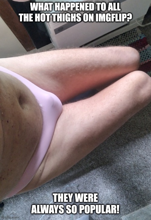 Jeffrey asking... | What happened to all the hot thighs on imgflip? They were always so popular! | image tagged in panties,thighs,imgflip users,imgflip community,imgflip | made w/ Imgflip meme maker