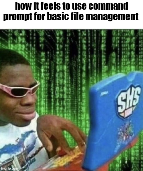 Ryan Beckford | how it feels to use command prompt for basic file management | image tagged in ryan beckford | made w/ Imgflip meme maker