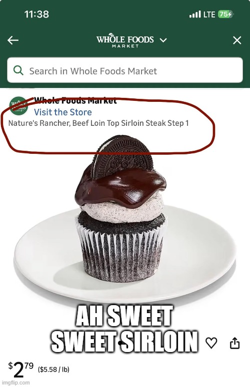 Delicious Steak | Ah sweet sweet sirloin | image tagged in you had one job | made w/ Imgflip meme maker