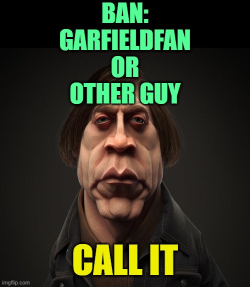 . | Ban:
Garfieldfan
or
other guy; Call it | image tagged in call it | made w/ Imgflip meme maker