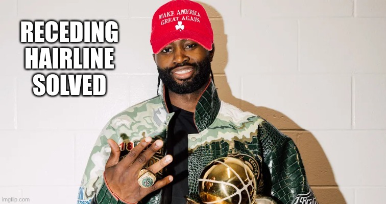 Jaylen Brown meme | receding hairline solved | image tagged in memes,jaylen brown,sports,nba memes,nba,maga | made w/ Imgflip meme maker