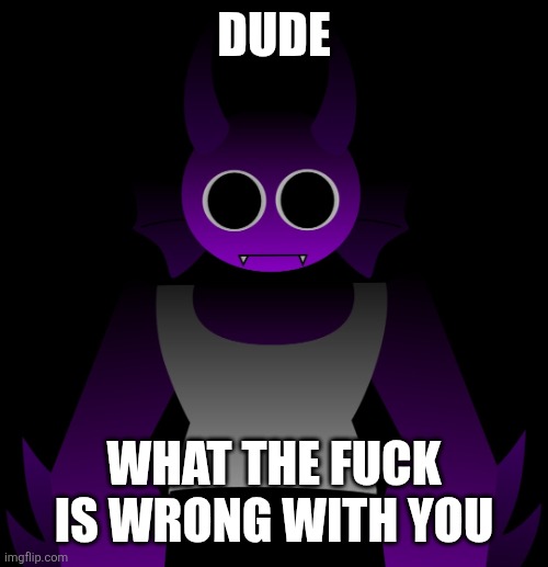 Goofy ahh durple stare | Dude What the fuck is wrong with you | image tagged in goofy ahh durple stare | made w/ Imgflip meme maker
