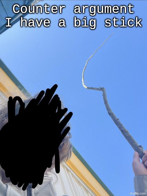 Counter argument, I have a big stick | Counter argument I have a big stick | image tagged in counter argument i have a big stick | made w/ Imgflip meme maker