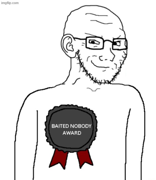 Baited Nobody Award | image tagged in baited nobody award | made w/ Imgflip meme maker