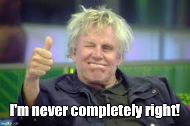 Nick Nolte | I'm never completely right! | image tagged in nick nolte | made w/ Imgflip meme maker