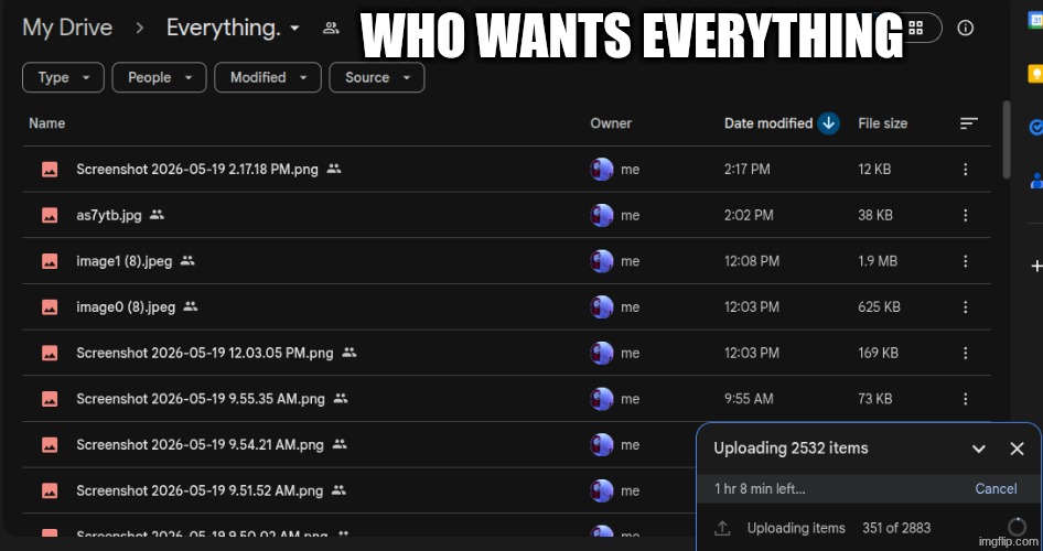 who wants everything | made w/ Imgflip meme maker
