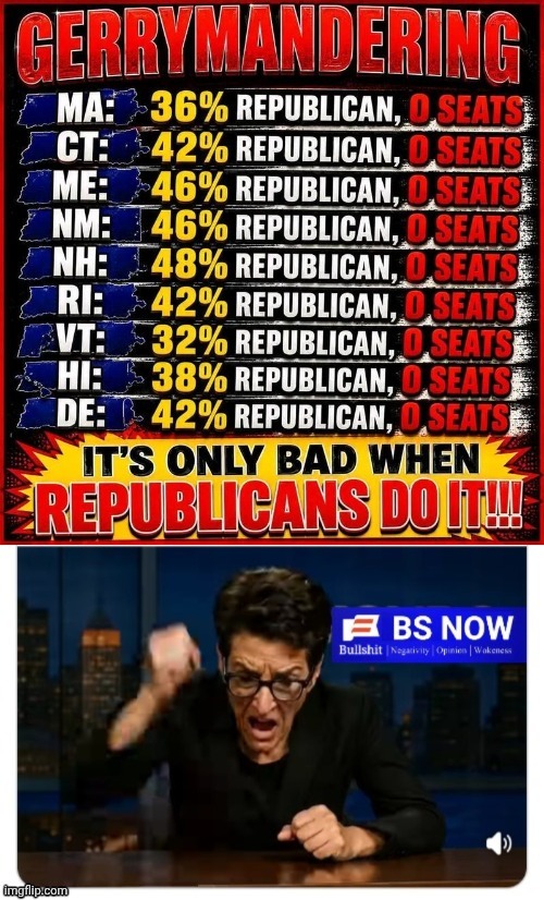 It's only bad when the other guy does it | image tagged in gerrymandering madcow,double standard | made w/ Imgflip meme maker
