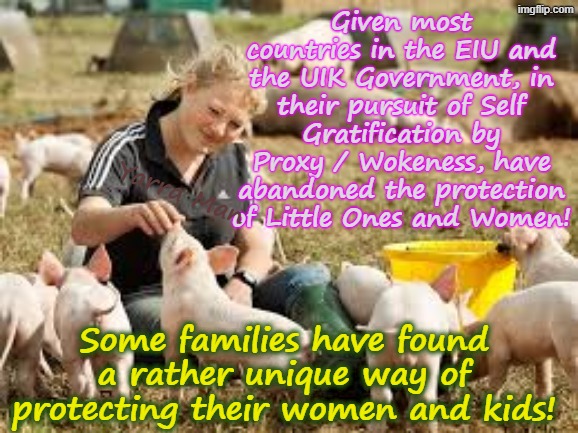 Most countries in the EIU and the UIK, have abandoned protecting women & kids, some families have found a unique way to do it! | Given most countries in the EIU and the UIK Government, in their pursuit of Self Gratification by Proxy / Wokeness, have abandoned the protection of Little Ones and Women! Yarra Man; Some families have found a rather unique way of protecting their women and kids! | image tagged in self gratification by proxy virtue signalling woke,stalin starmer ursula von der leyen,pedophiles child rapists,betrayal,europe | made w/ Imgflip meme maker