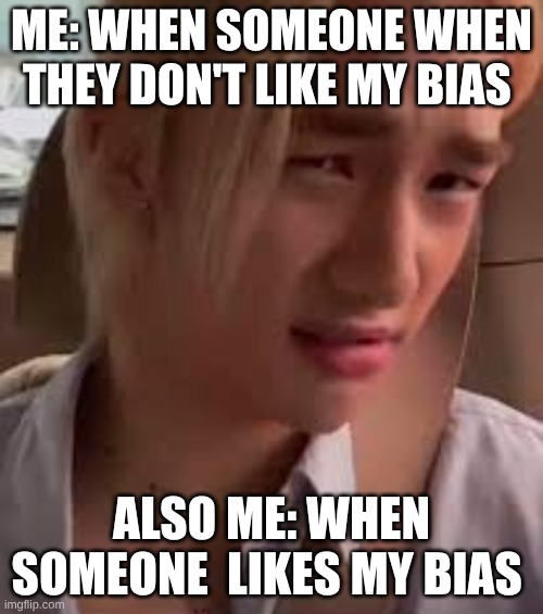SKZ
(bias Felix) | Me: when someone when they don't like my bias; also me: when someone  likes my bias | image tagged in criminal offensive side eye hyunjin | made w/ Imgflip meme maker
