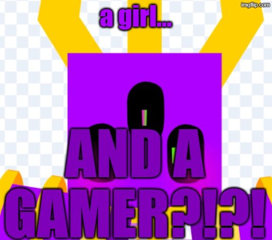 Shocky seeing kit for the first time be like: | a girl... AND A GAMER?!?! | image tagged in gameoverse,oc,shocky | made w/ Imgflip meme maker