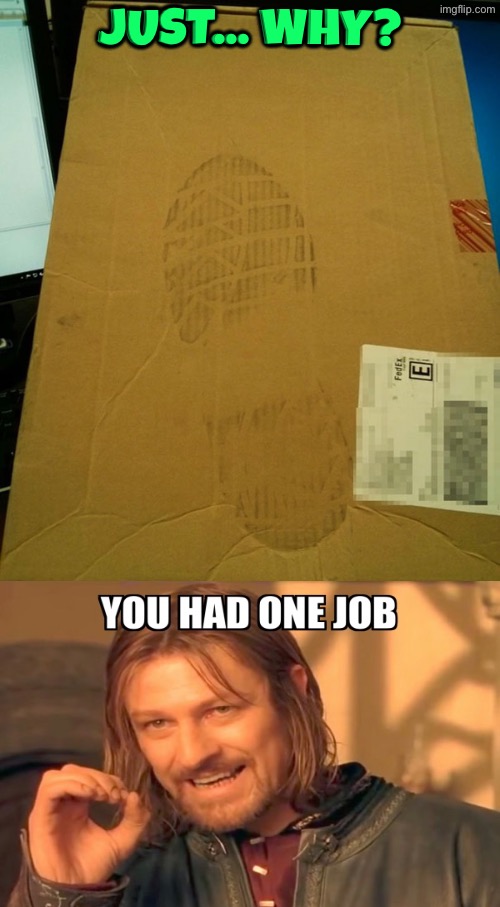Just... Why?? | Just... Why? | image tagged in you had one job,just why,one does not simply,footprints,duhhh dumbass,dude wtf | made w/ Imgflip meme maker