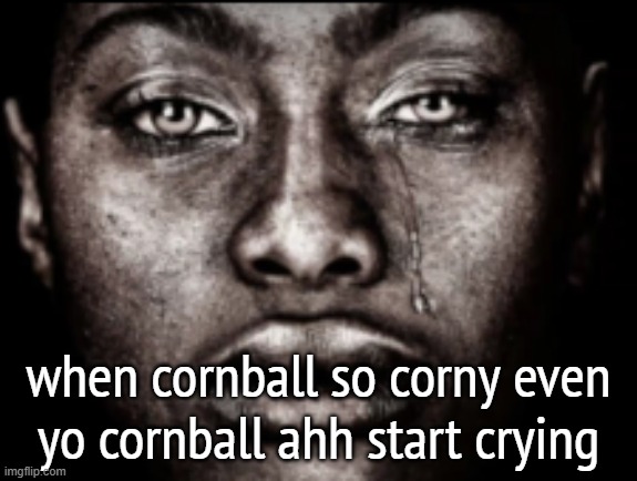 crying black guy | when cornball so corny even yo cornball ahh start crying | image tagged in crying black guy | made w/ Imgflip meme maker