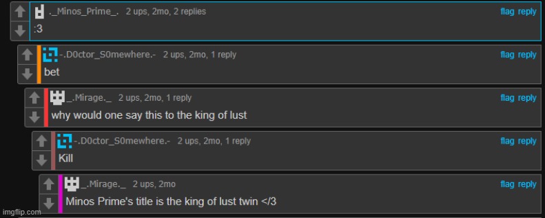 why | image tagged in minos prime,lust | made w/ Imgflip meme maker