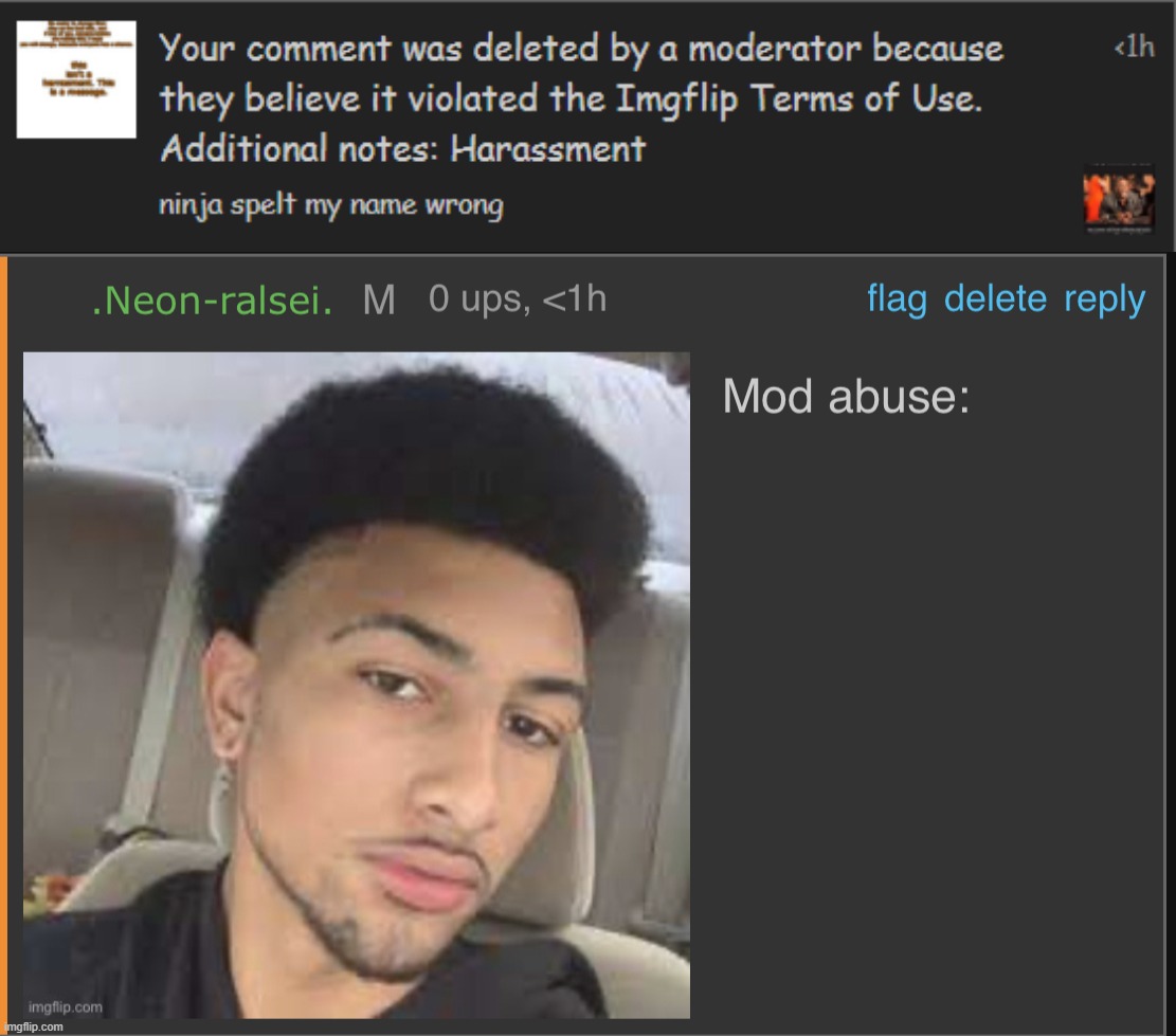 image tagged in mod abuse | made w/ Imgflip meme maker