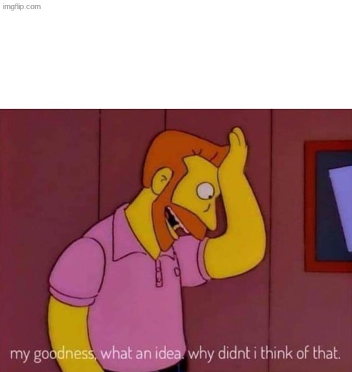 image tagged in my goodness what an idea why didn't i think of that | made w/ Imgflip meme maker