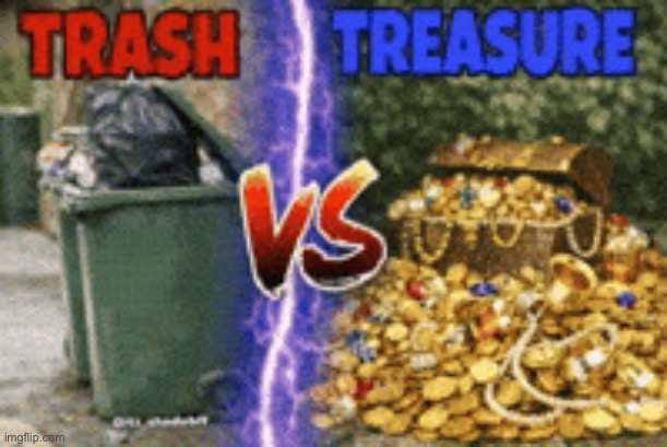 Trash vs treasure | image tagged in trash vs treasure | made w/ Imgflip meme maker