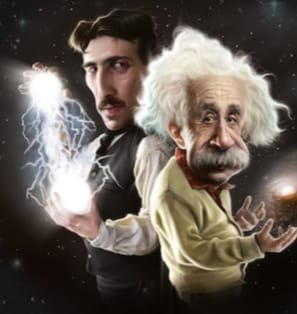 Einstein X Tesla galaxy Blank Meme Template