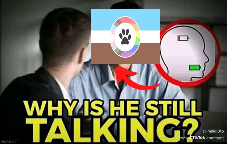 why is the furry still talking? | image tagged in why is he still talking,anti furry | made w/ Imgflip meme maker