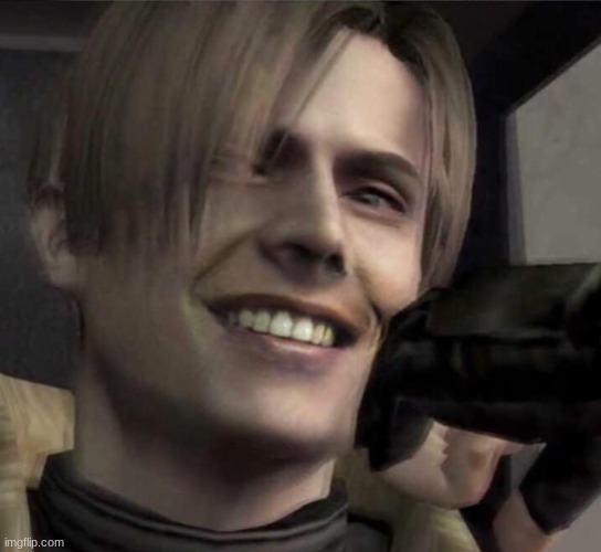 Re4 Leon smile | image tagged in re4 leon smile | made w/ Imgflip meme maker
