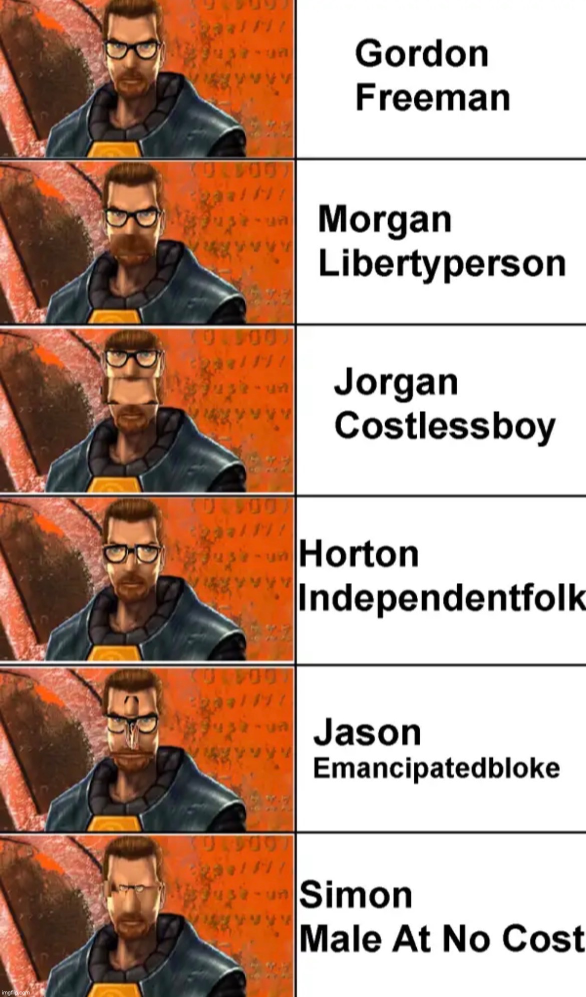 6 shades of freeman | made w/ Imgflip meme maker