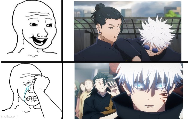 no caption needed | image tagged in happy wojak crying wojak,jjk,jujutsu kaisen | made w/ Imgflip meme maker