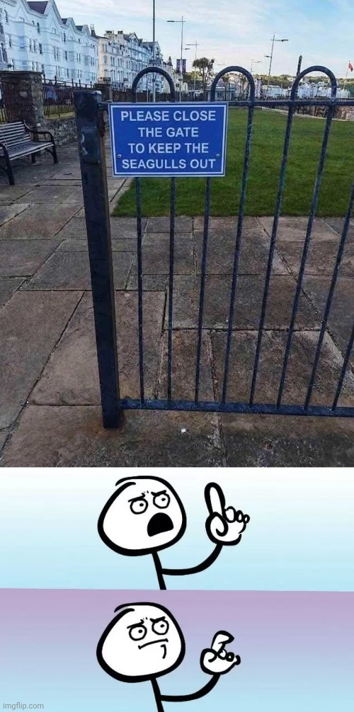 image tagged in speechless stickman,seagulls,signs | made w/ Imgflip meme maker