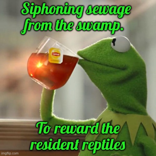 But That's None Of My Business | Siphoning sewage from the swamp. To reward the resident reptiles | image tagged in memes,but that's none of my business,kermit the frog | made w/ Imgflip meme maker