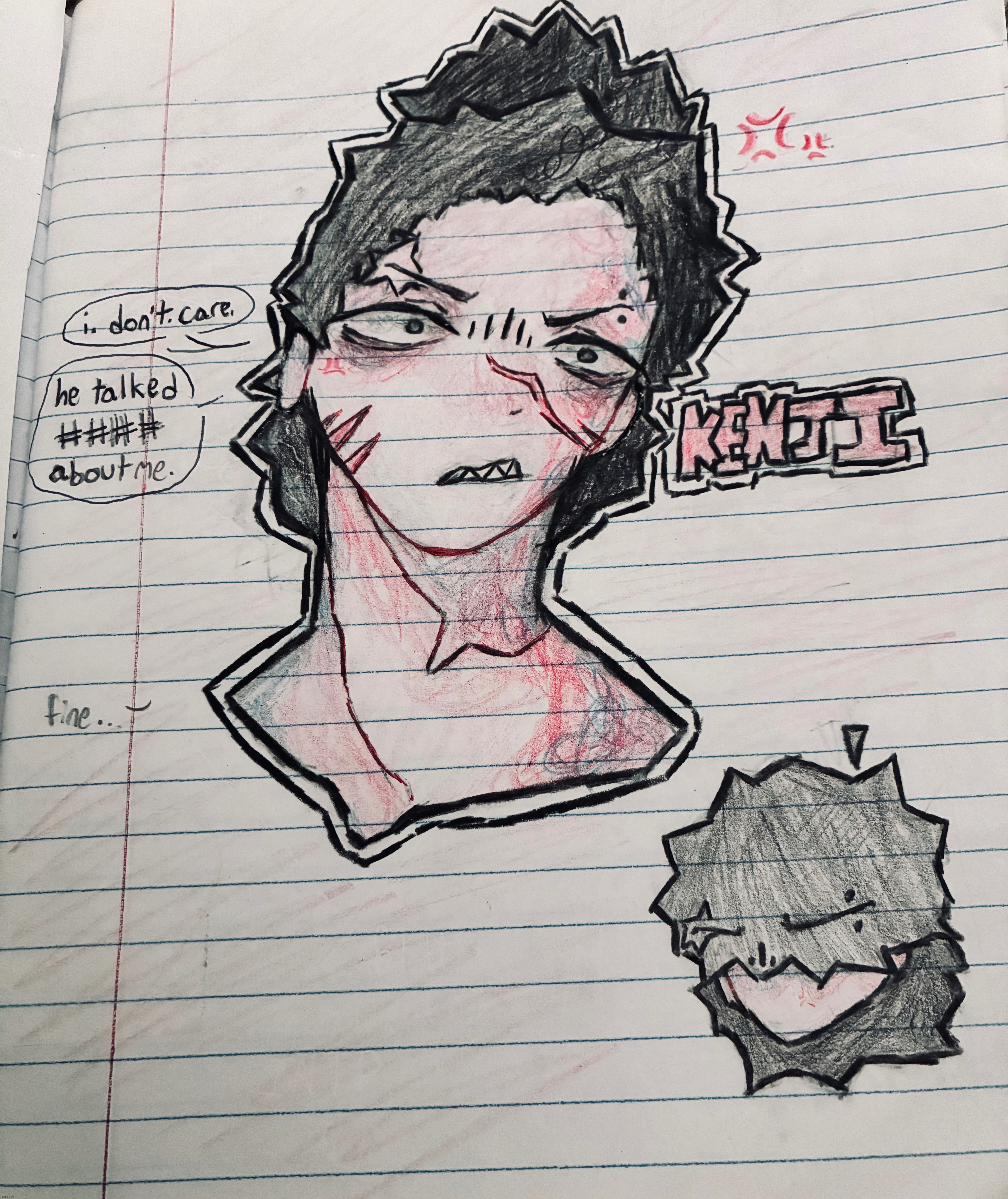 kenji wit his hair up (one of my ocs) | image tagged in drawing,stuff | made w/ Imgflip meme maker