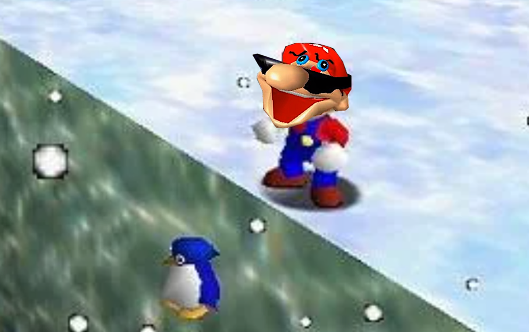 Mario Suffer More Penguin Drop Super Mario 64 Blank Meme Template