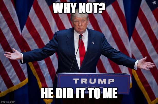 why not? he did it to me | image tagged in donald trump | made w/ Imgflip meme maker