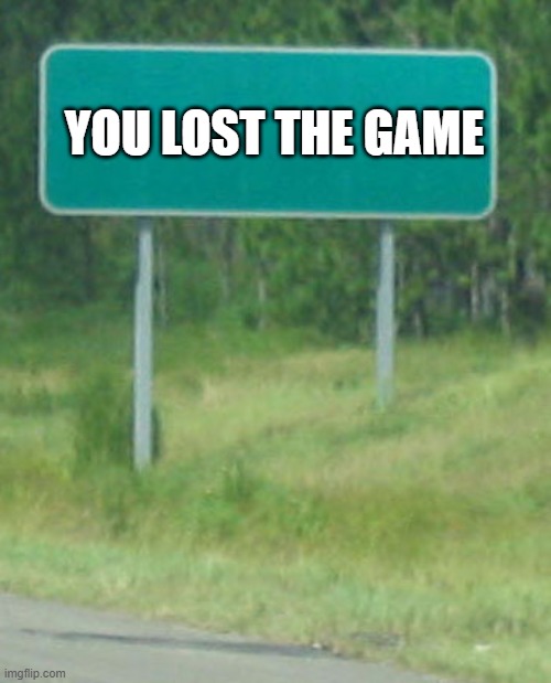so did i | you lost the game | image tagged in green road sign blank | made w/ Imgflip meme maker