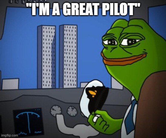 Best career choice of my life. | "I'm a great pilot" | image tagged in pepe 911,frog,airplanes | made w/ Imgflip meme maker