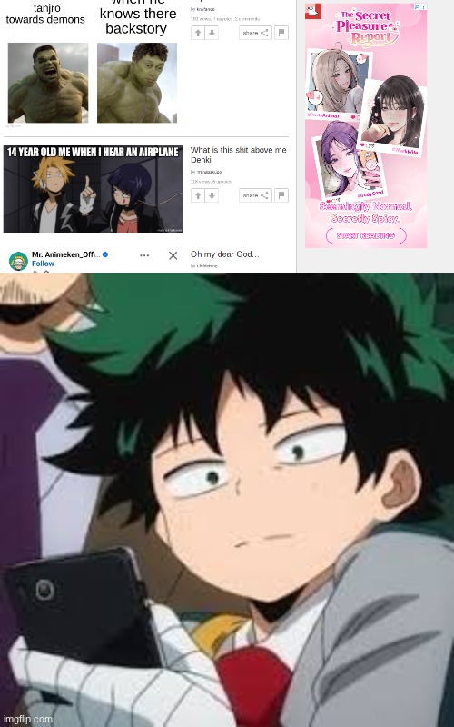 what tf are these ads in the stream | image tagged in deku dissapointed,huh | made w/ Imgflip meme maker