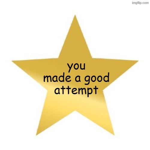 you tried star | you made a good attempt | image tagged in you tried star | made w/ Imgflip meme maker