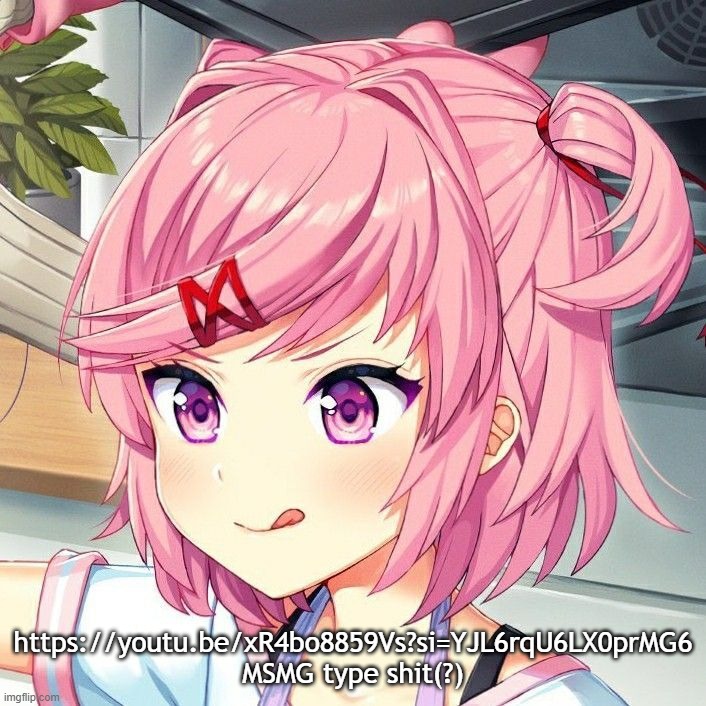 natsuki | https://youtu.be/xR4bo8859Vs?si=YJL6rqU6LX0prMG6
MSMG type shit(?) | image tagged in natsuki | made w/ Imgflip meme maker