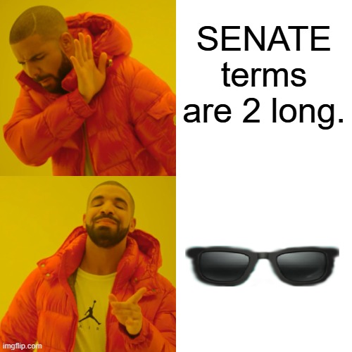 Drake Hotline Bling Meme | SENATE terms are 2 long. | image tagged in memes,drake hotline bling | made w/ Imgflip meme maker