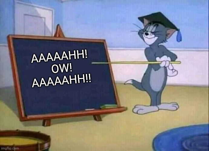 Tom and Jerry | Aaaaahh! 
Ow!
Aaaaahh!! | image tagged in tom and jerry | made w/ Imgflip meme maker