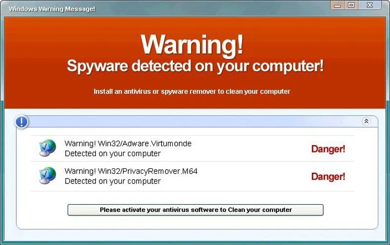 Rogue anti virus software warning Blank Meme Template
