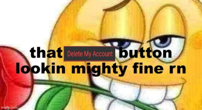 that delete my account button looking mighty fine rn | image tagged in that delete my account button looking mighty fine rn | made w/ Imgflip meme maker