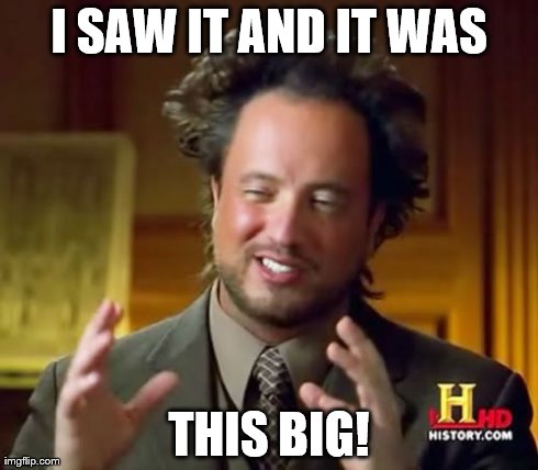 Ancient Aliens | I SAW IT AND IT WAS THIS BIG! | image tagged in memes,ancient aliens | made w/ Imgflip meme maker