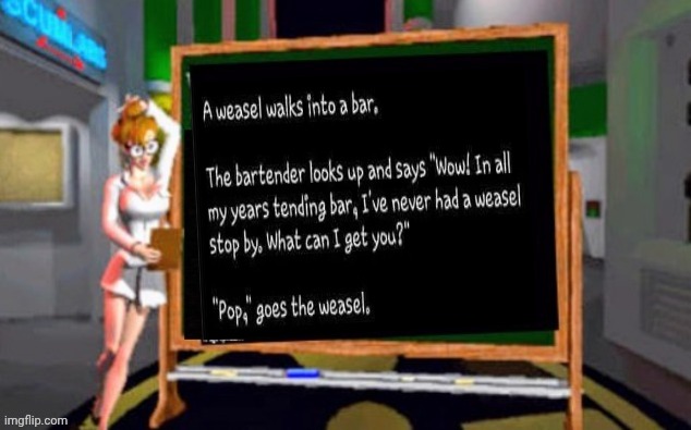 A Little Silly | image tagged in doctor betty veronica,bad joke,bartender,not amused,have a soda,pop | made w/ Imgflip meme maker