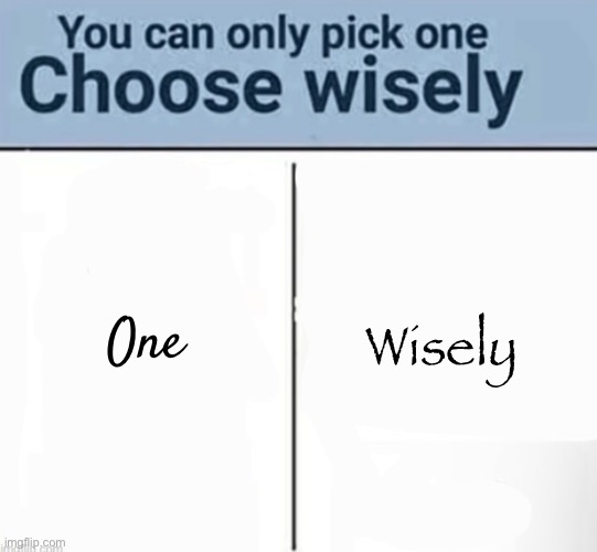 Wisely; One | made w/ Imgflip meme maker