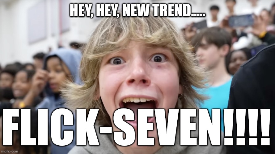 Sorry. | Hey, hey, new trend..... FLICK-SEVEN!!!! | image tagged in 67 kid | made w/ Imgflip meme maker