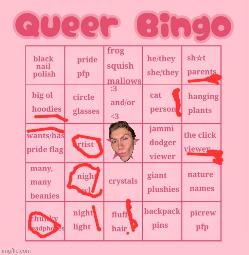 Queer bingo | image tagged in queer bingo | made w/ Imgflip meme maker